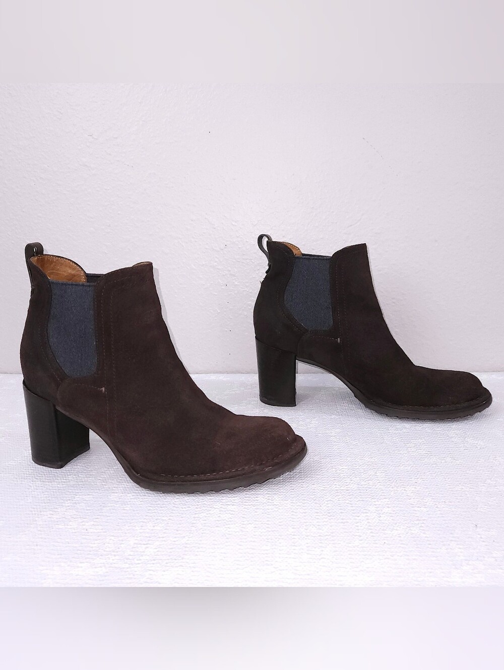 Alberto Fermani Heeled Chelsea Boots EU 40.5 Brown Pull-On Ankle Booties ITALY